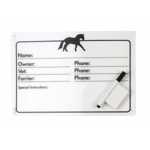 Horse Info Stall Plaque w/ Dry Erase Pen