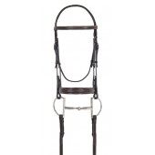 Elite Collection- Fancy Raised Comfort Crown Flat Wide Nose Padded Bridle with Fancy Raised Laced Reins