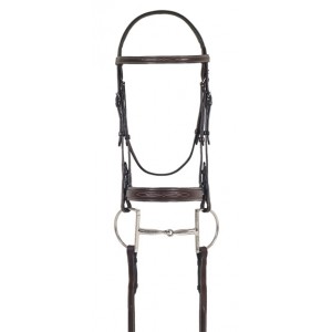 Elite Collection - Fancy Raised Comfort Crown Flat Wide Nose Padded Bridle w/ Fancy Raised Laced Reins