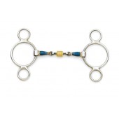 Centaur® Blue Steel 2-Ring Gag with Loose Brass Roller Disks