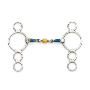 CENTAUR® Blue Steel 3-Ring Gag w/ Loose Brass Roller Disks