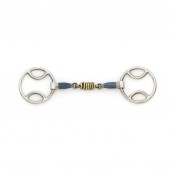 Centaur® Blue Steel Loop Ring Gag with Brass Rollers