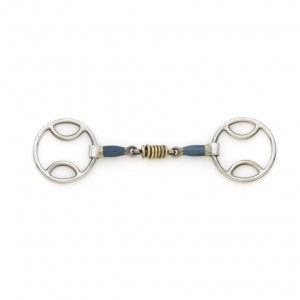 CENTAUR® Blue Steel Loop Ring Gag w/ Brass Rollers