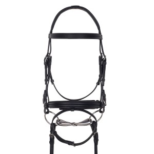 Aramas® Double Raised Padded Dressage Bridle with Leather Reins