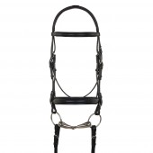 Aramas® Plain Raised Padded 1-1/2" Wide Nose Dressage Bridle with Leather Reins